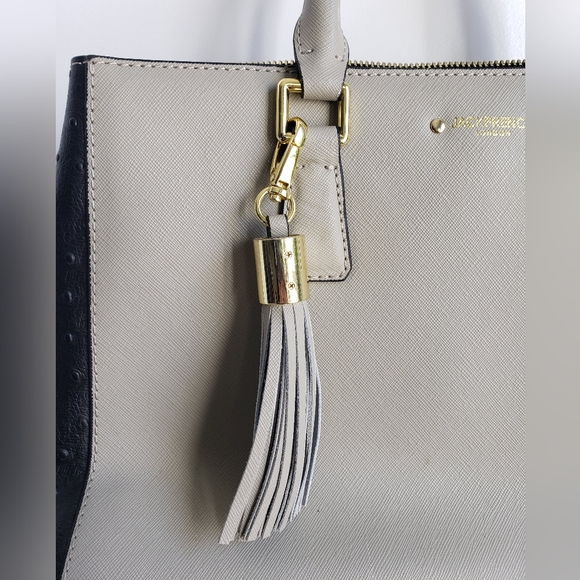 Jack French Leather Bag, Gray & Purple Handbag with Removable Strap - Picture 4 of 13